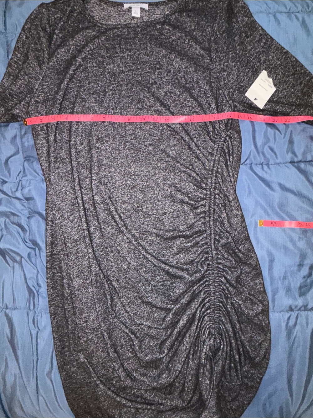 NWT Nine West Heather Black Ruched Long Sleeve Dress L - Picture 5 of 8
